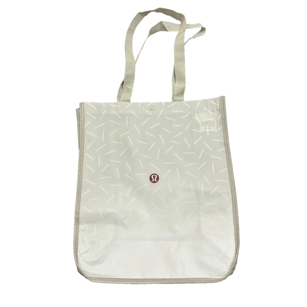 Lululemon Reusable Tote Beige Ombre Shopping Bag Medium Snap Closure Authentic
